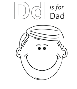 D is for Dad coloring page for kids