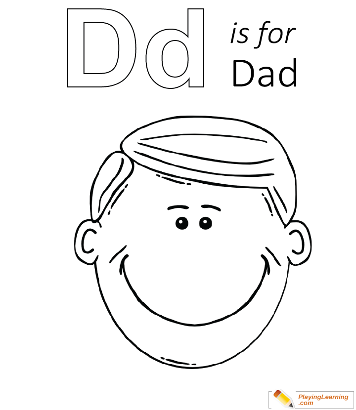 D Is For Dad Coloring Page for kids