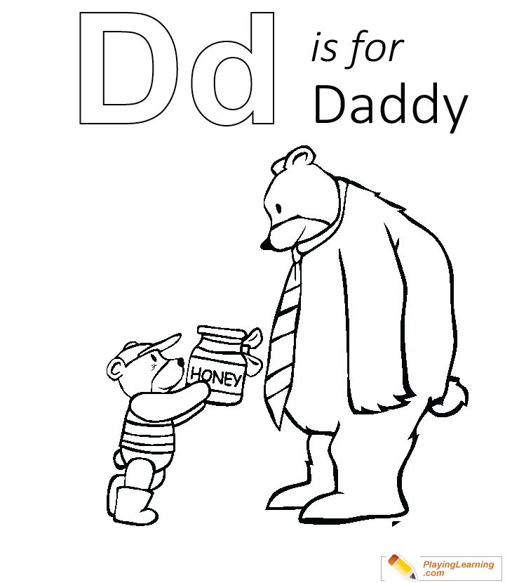 D Is For Daddy Coloring Page for kids