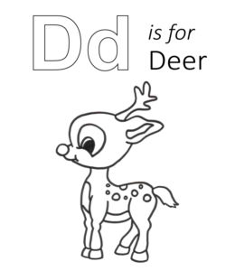 D is for Deer coloring page for kids