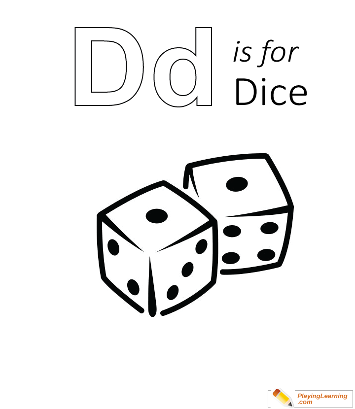 D Is For Dice Coloring Page for kids