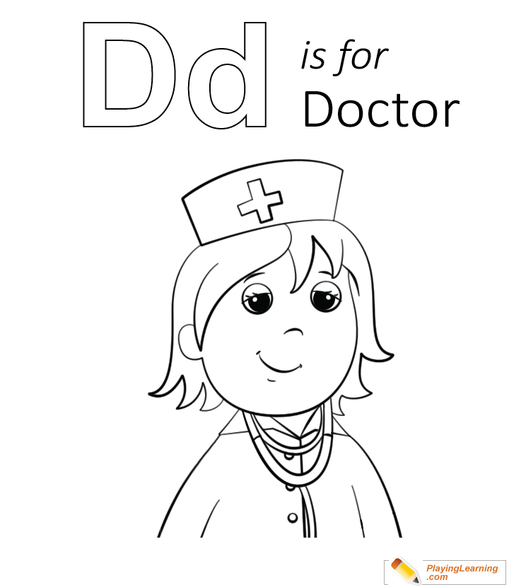 D Is For Doctor Coloring Page for kids