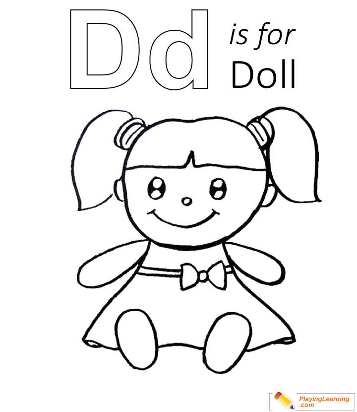 D Is For Doll Coloring Page for kids