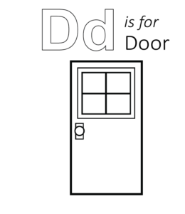 D is for Door coloring page for kids