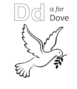 D is for Dove coloring page for kids
