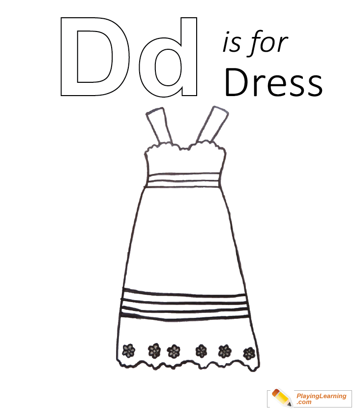 D Is For Dress Coloring Page for kids
