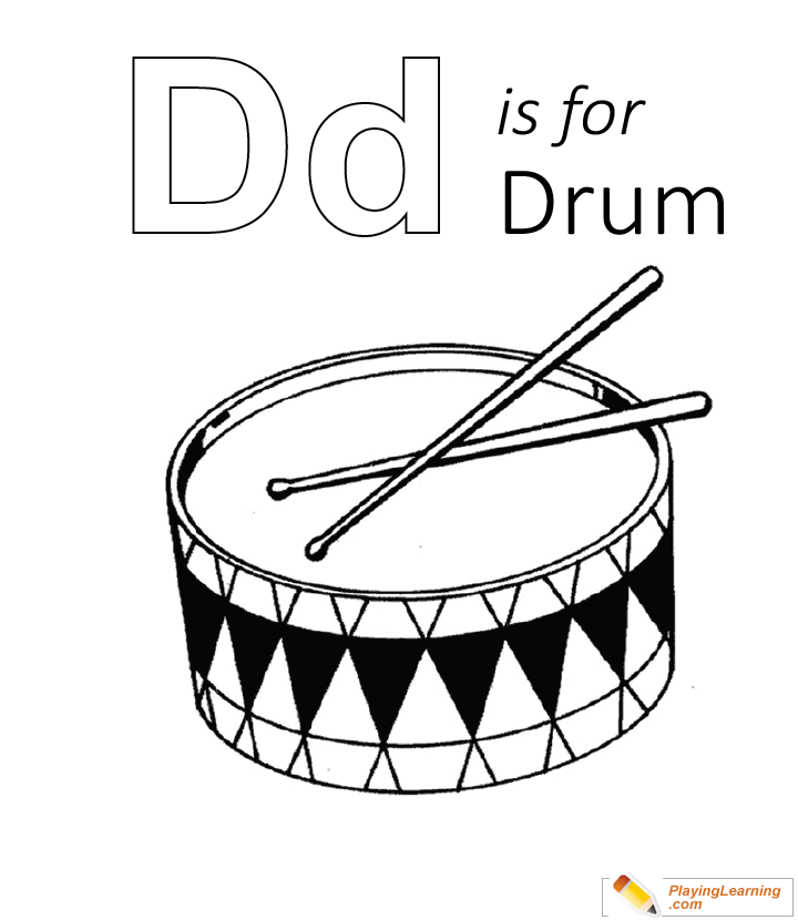 D Is For Drum Coloring Page for kids