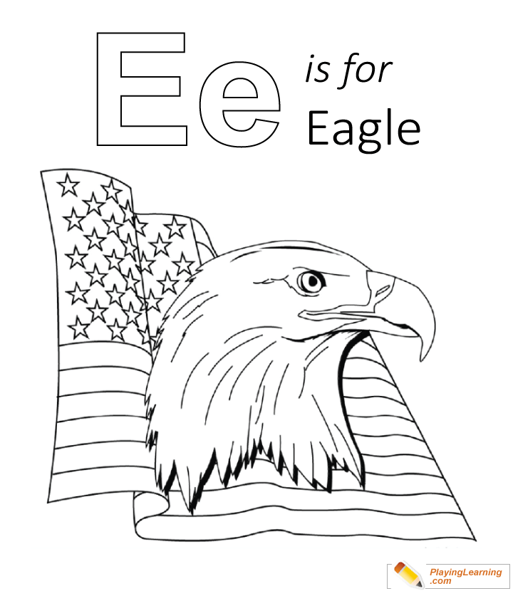 E Is For Eagle Coloring Page  for kids