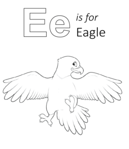 E is for Eagle coloring page for kids