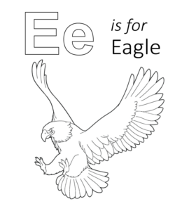 E is for Eagle coloring page for kids
