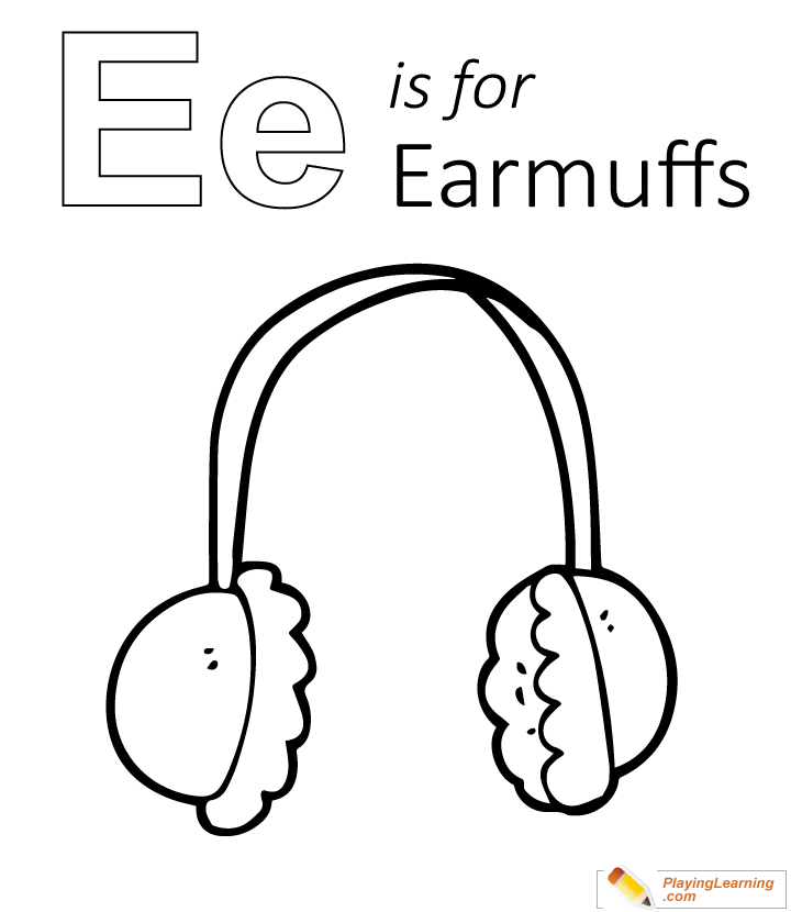 E Is For Earmuffs Coloring Page for kids