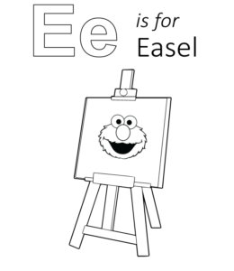 E is for Easel coloring page for kids