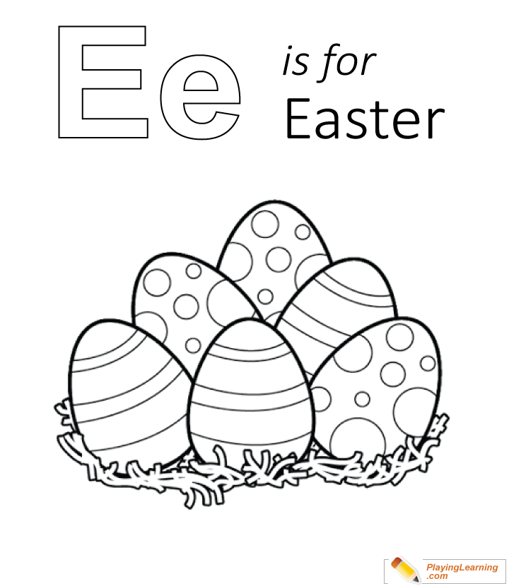 E Is For Easter Coloring Page  for kids