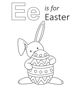E is for Easter coloring page for kids