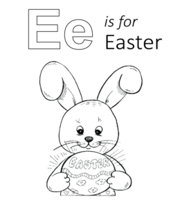 E is for Easter coloring page for kids