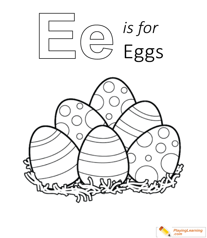 E Is For Egg Coloring Page for kids