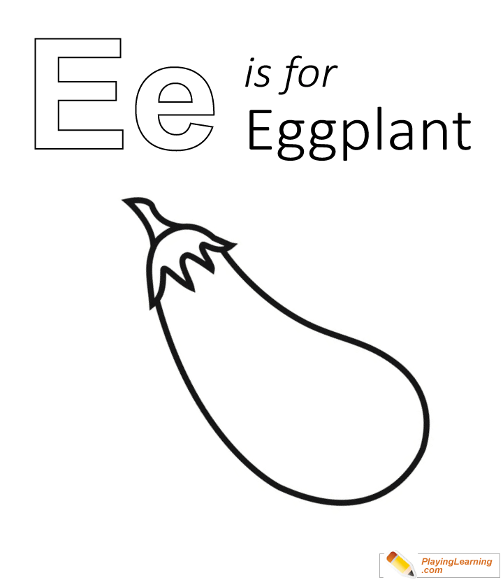 E Is For Eggplant Coloring Page for kids
