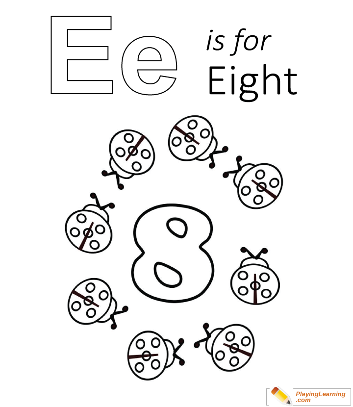 E Is For Eight Coloring Page for kids