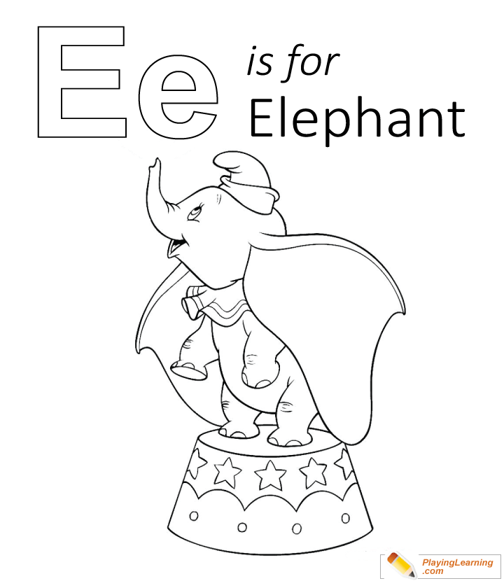 E Is For Elephant Coloring Page  for kids