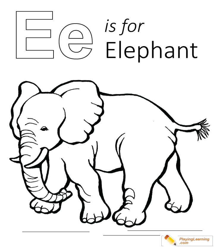 E Is For Elephant Coloring Page 07 Free E Is For Elephant Coloring Page