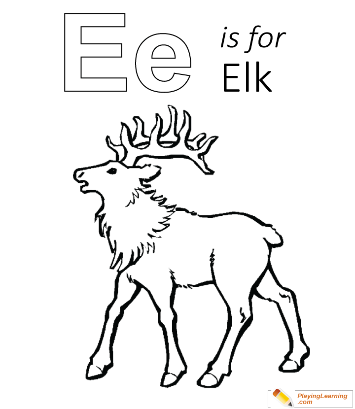 E Is For Elk Coloring Page for kids