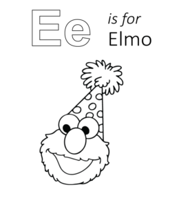 Sesame Street - E is for Elmo coloring page for kids