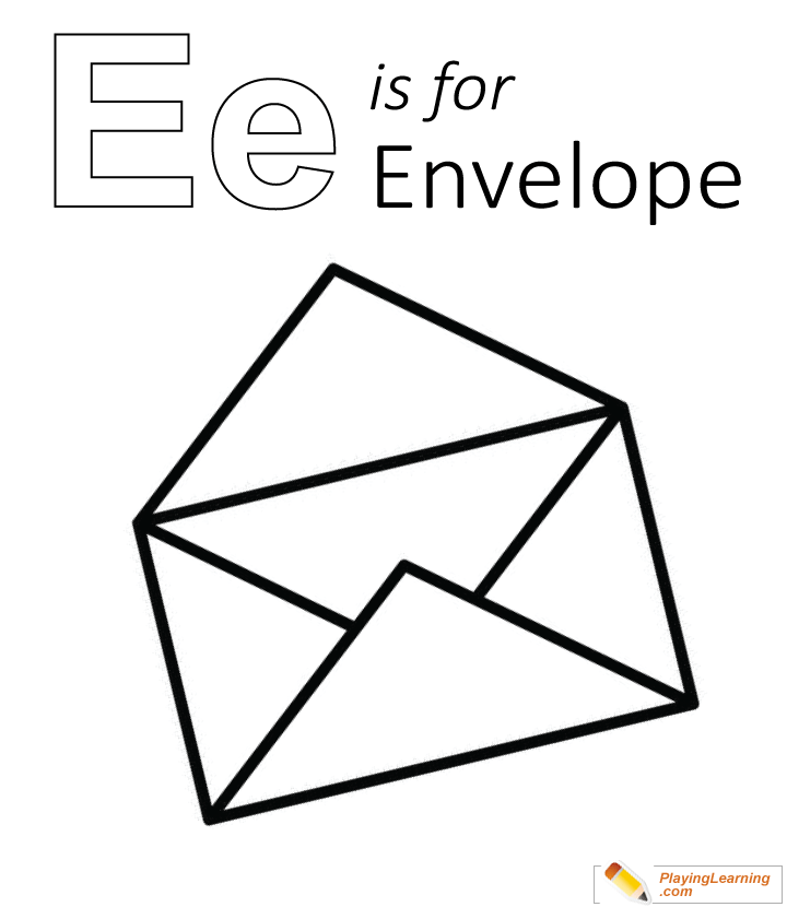 E Is For Envelope Coloring Page for kids