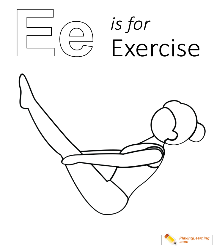 E Is For Exercise Coloring Page for kids