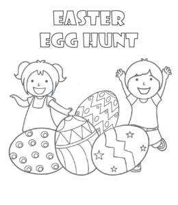 Easter egg hunt coloring page  for kids