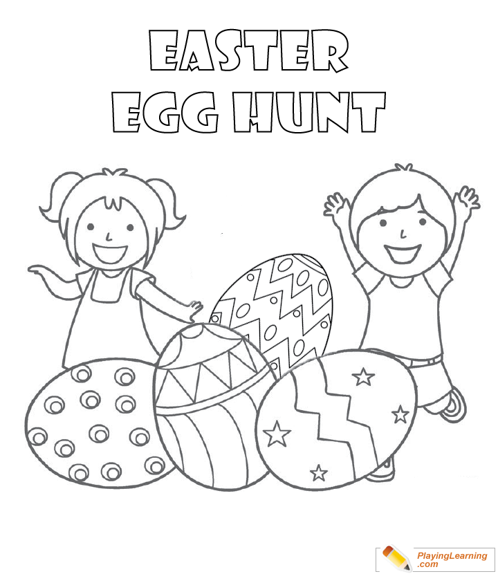 Easter Egg Hunt Coloring Page 01 | Free Easter Egg Hunt Coloring Page