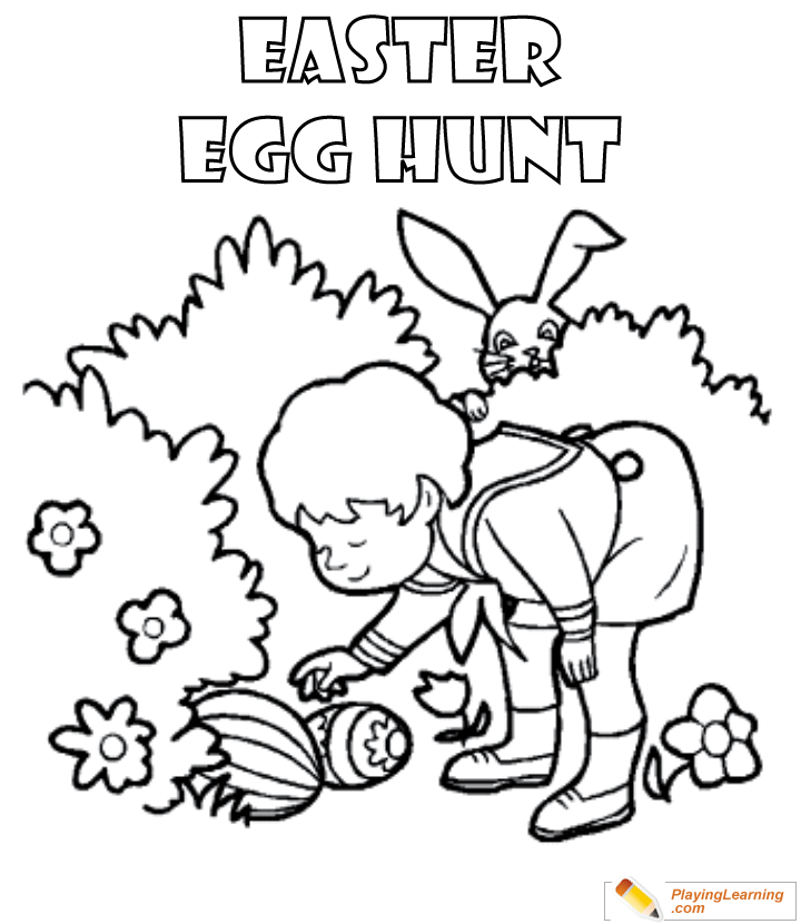 Easter Egg Hunt Coloring Page  for kids