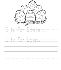 E is for Easter writing worksheet  for kids