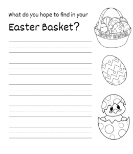 Easter basket writing worksheet  for kids