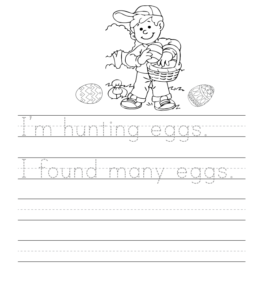 Easter egg hunt  writing worksheet  for kids