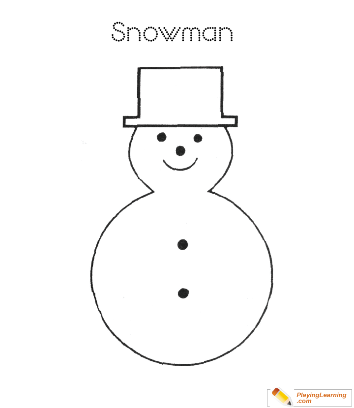 Easy Snowman Coloring Page 01 | Free Easy Snowman Coloring Page