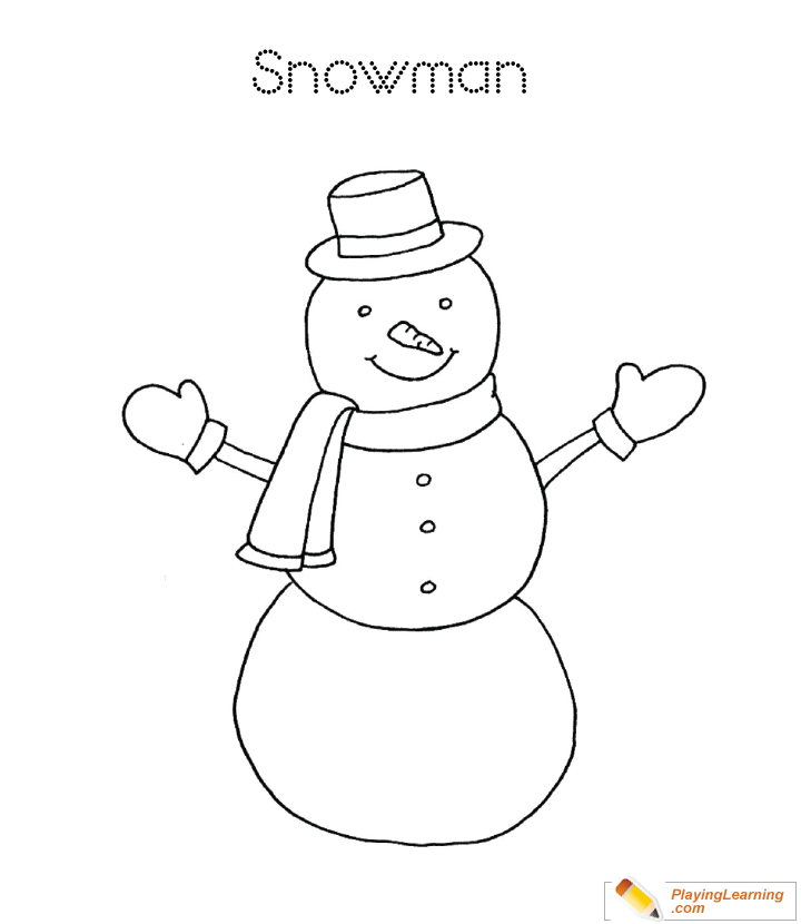 Easy Snowman Coloring Page 03 Free Easy Snowman Coloring Page