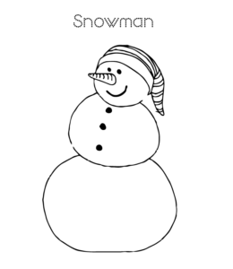 Easy Snowman coloring page 4 for kids