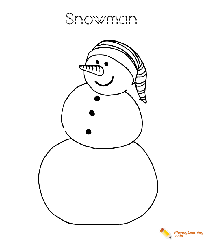 Easy Snowman Coloring Page 04 | Free Easy Snowman Coloring Page