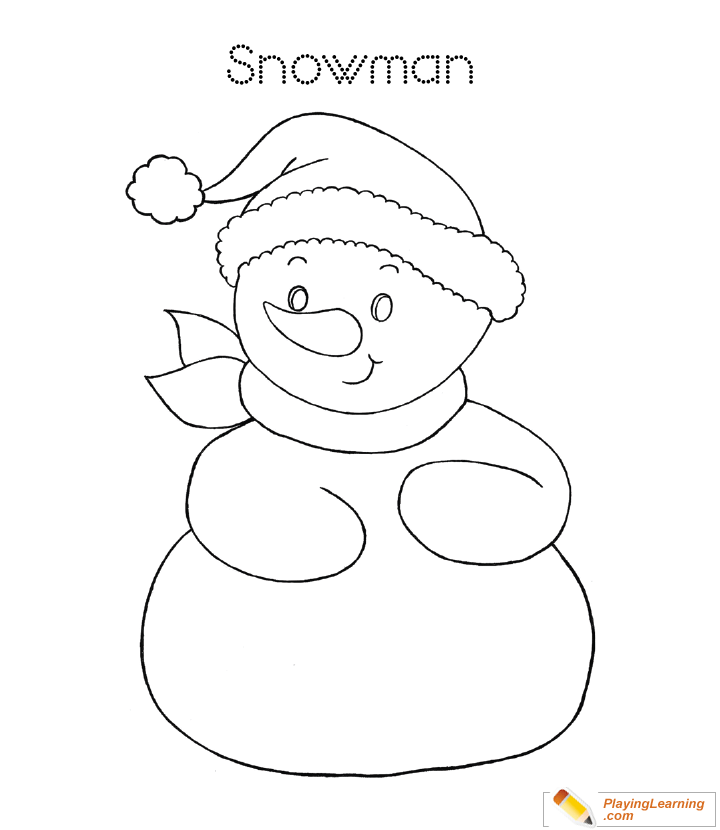 Easy Snowman Coloring Page 06 | Free Easy Snowman Coloring Page
