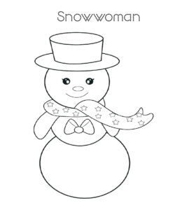 Easy Snowwoman coloring page 7  for kids