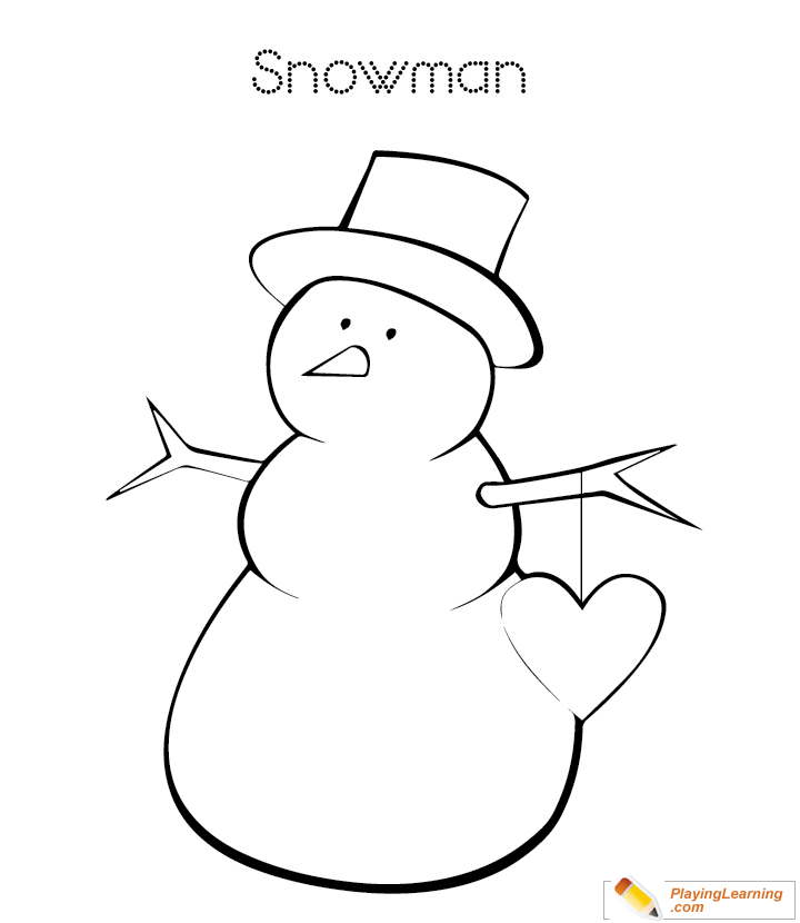 Easy Snowman Coloring Page 10 | Free Easy Snowman Coloring Page
