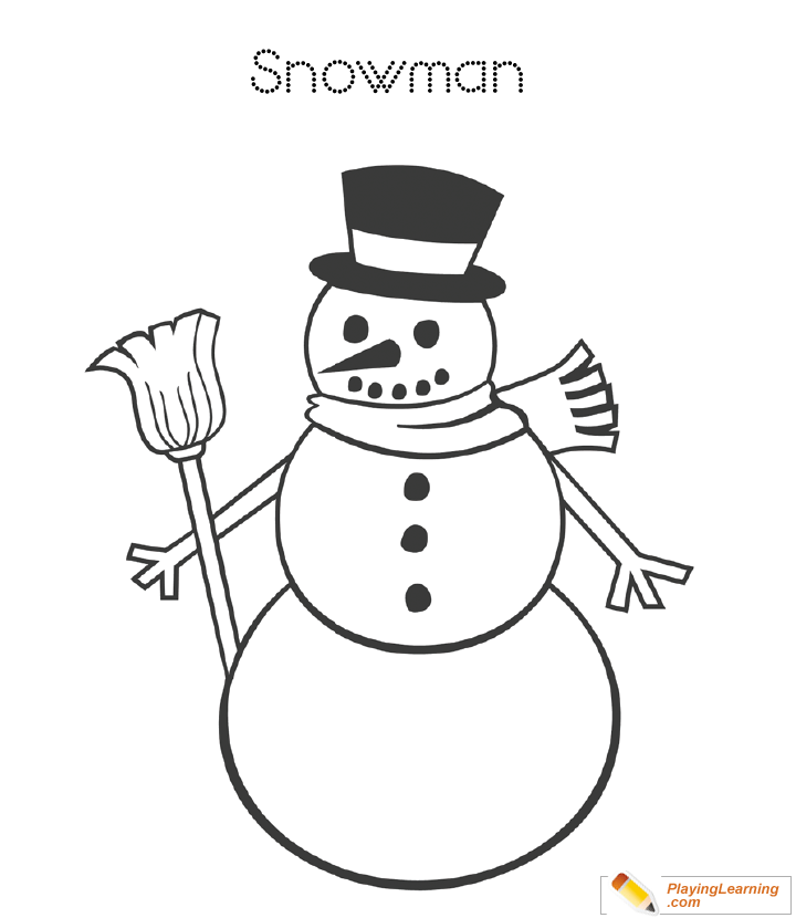 Easy Snowman Coloring Page 18 | Free Easy Snowman Coloring Page