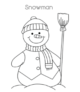 Easy snowman coloring page 20 for kids