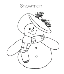 Easy snowman coloring page 23 for kids