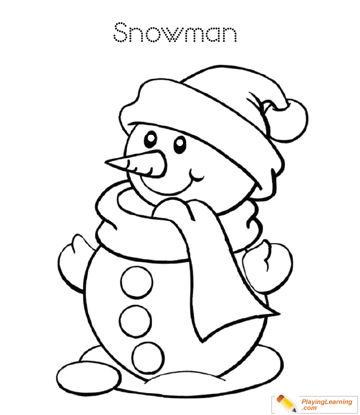 Easy Snowman Coloring Page  for kids