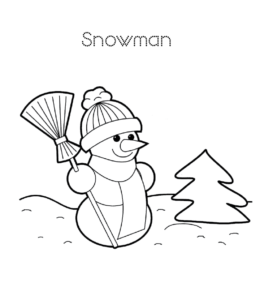 Easy snowman coloring page 26 for kids