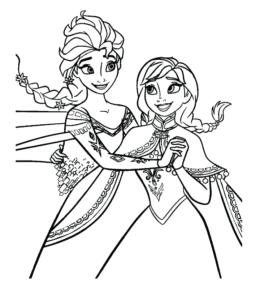 Elsa & Anna Coloring Page  for kids