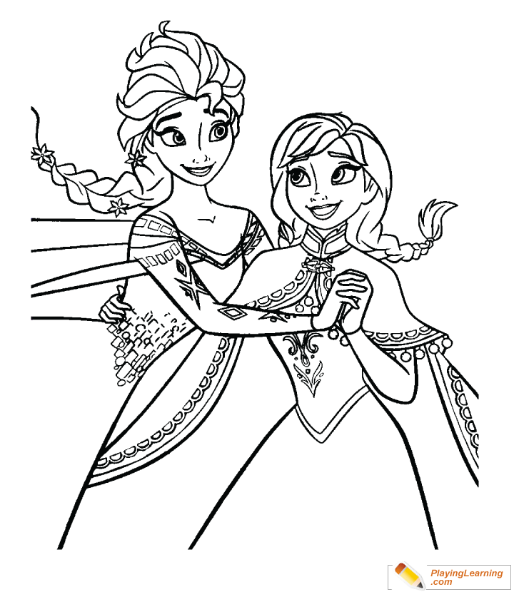 Elsa And Anna Coloring Page  for kids