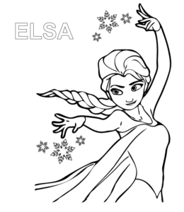 Elsa with the power of ice & snow coloring page for kids