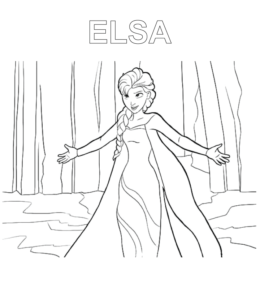 Elsa magic coloring page for kids